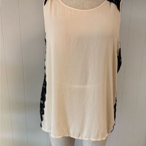 Lane Bryant Cream and Black Lace Tank Top